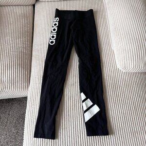 Adidas Women’s Black Logo Leggings XS Cotton Stretch Athletic Yoga Pants